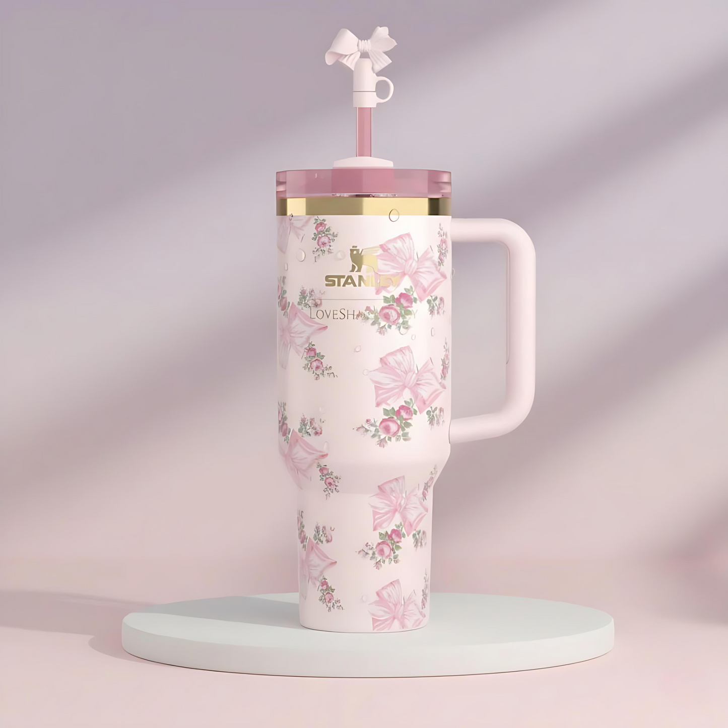 The Stanley X LoveShackFancy Holiday Quencher | 40 OZ - Rosa Beaux Pink