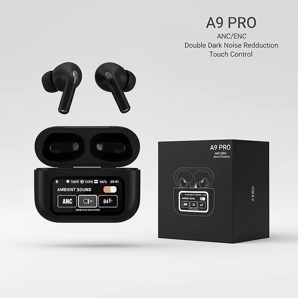 Newly 2025 Original A9 Pro Air pods ANC/ENC Noise Reduction, Touch Screen Control