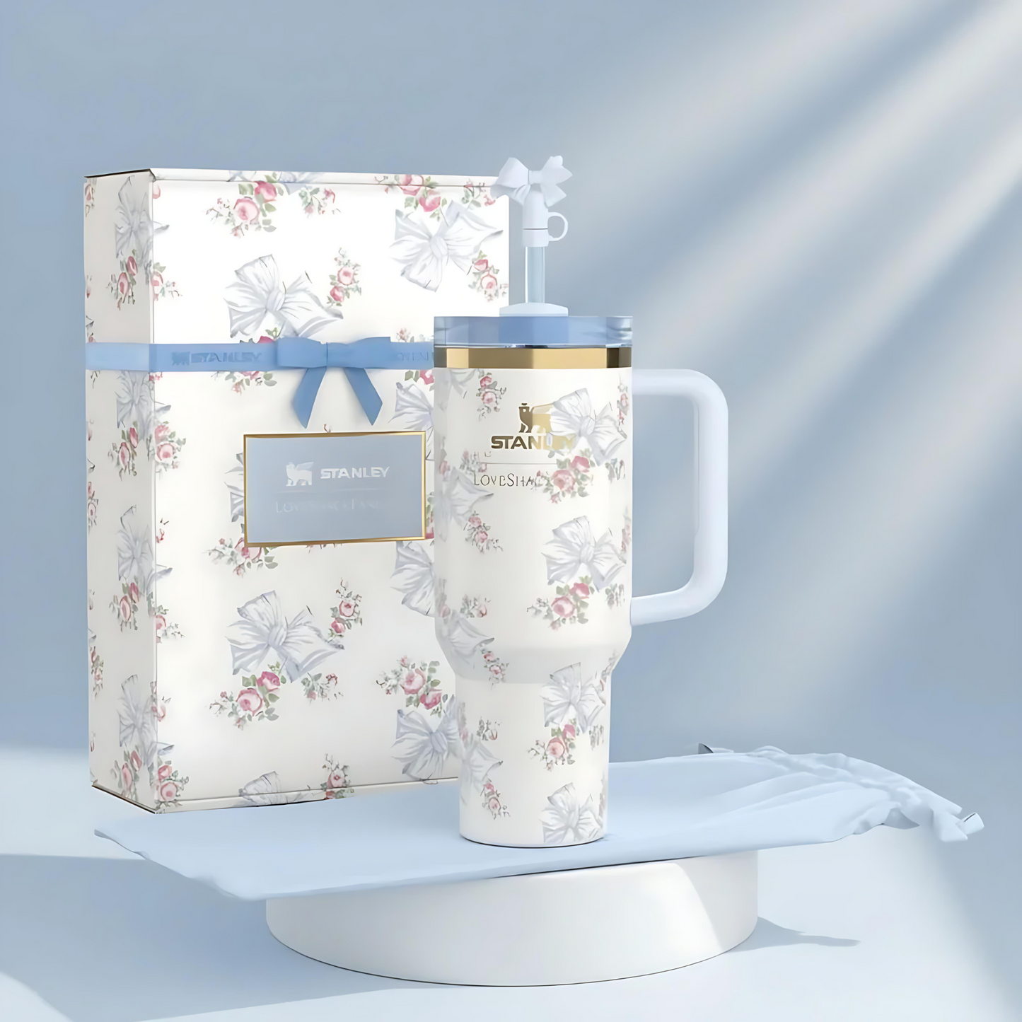 The Stanley X LoveShackFancy Holiday Quencher | 40 OZ - Rosa Beaux Blue